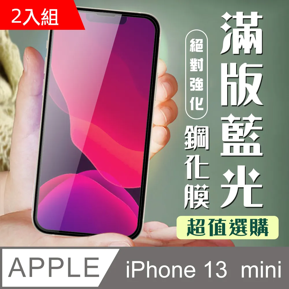 【IPhone 13 MINI】 5D高清藍光保護貼保護膜 黑框藍光全覆蓋鋼化玻璃膜 防刮防爆-2入組 歷史價格詳細信息