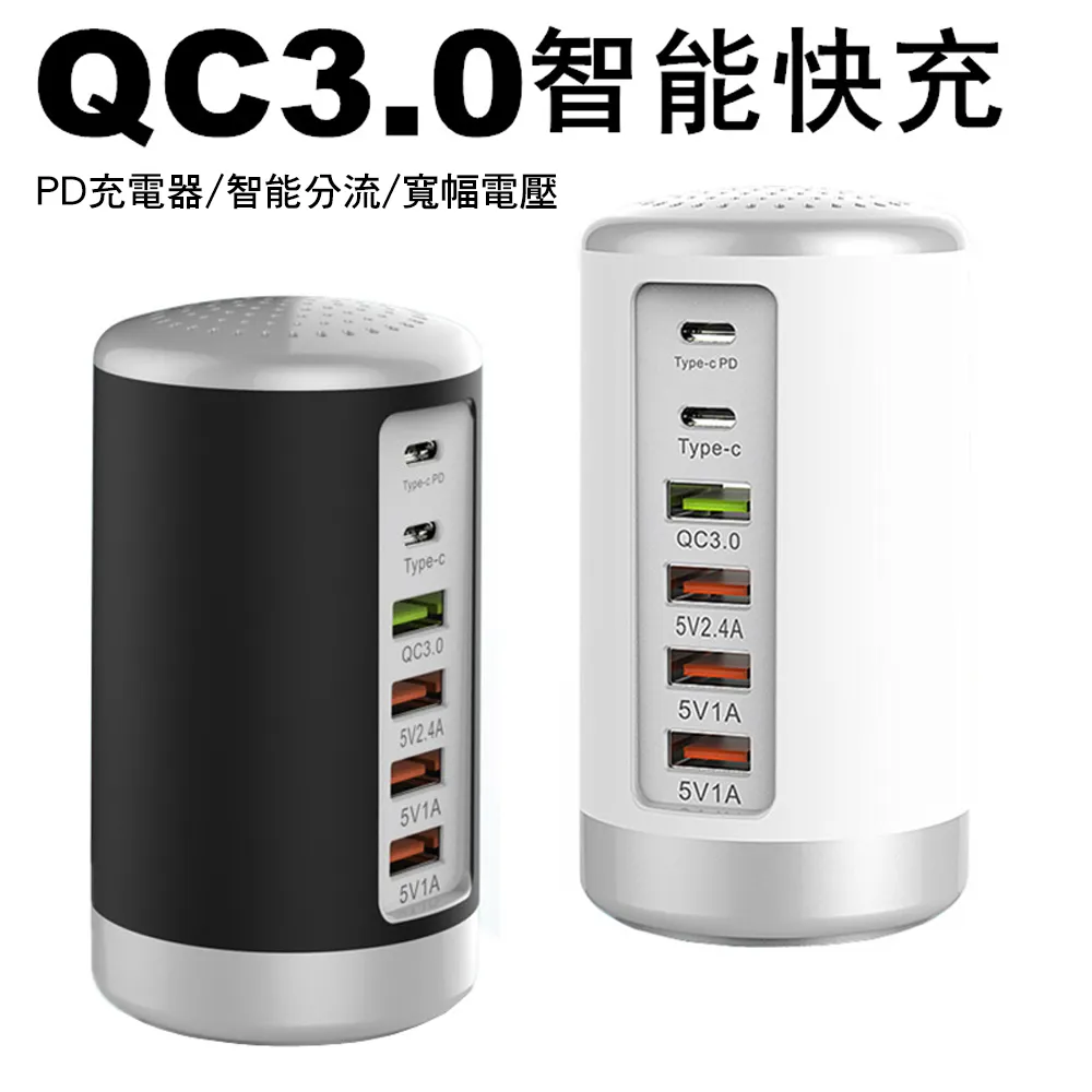 【CS22】QC3.0多功能8A液晶螢幕多孔USB Type-C快充充電器-2入 歷史價格詳細信息