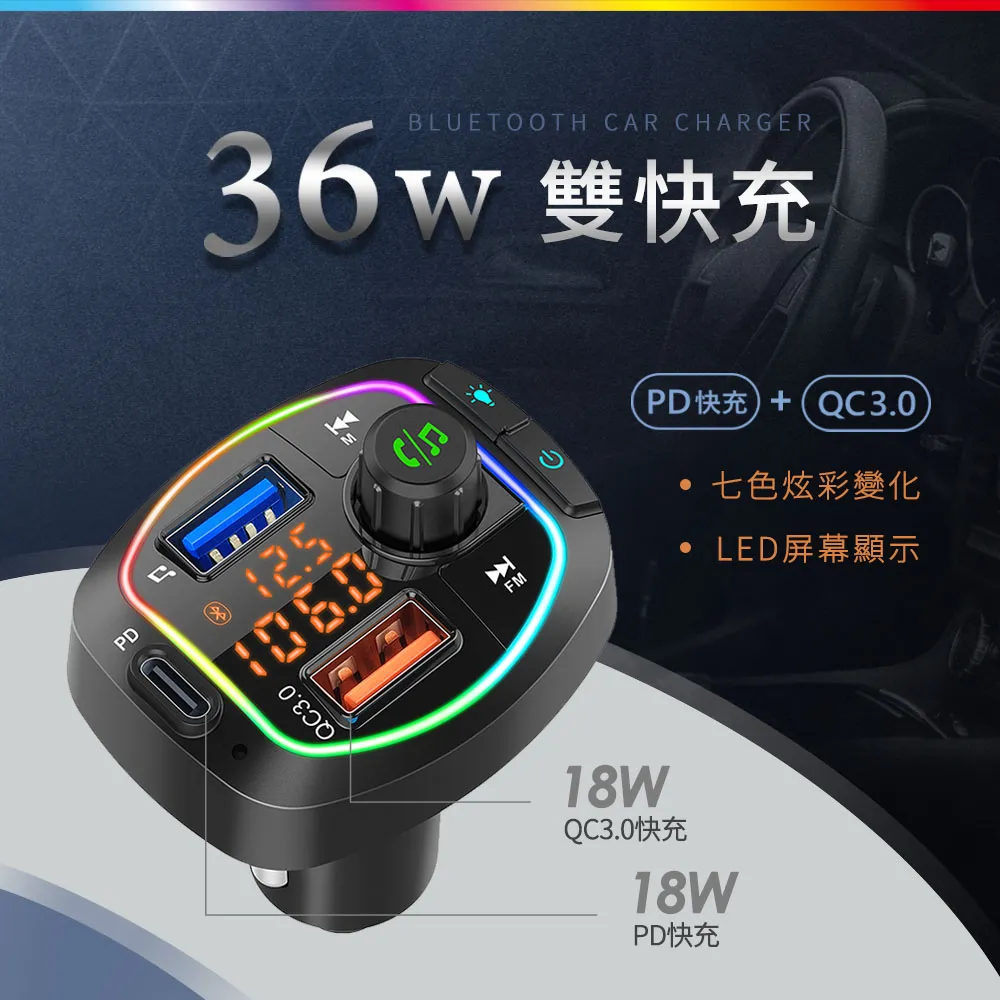 【Songwin】PD+QC3.0 LED藍牙免持車用播放器/雙USB車充-手機音樂撥放器 歷史價格詳細信息