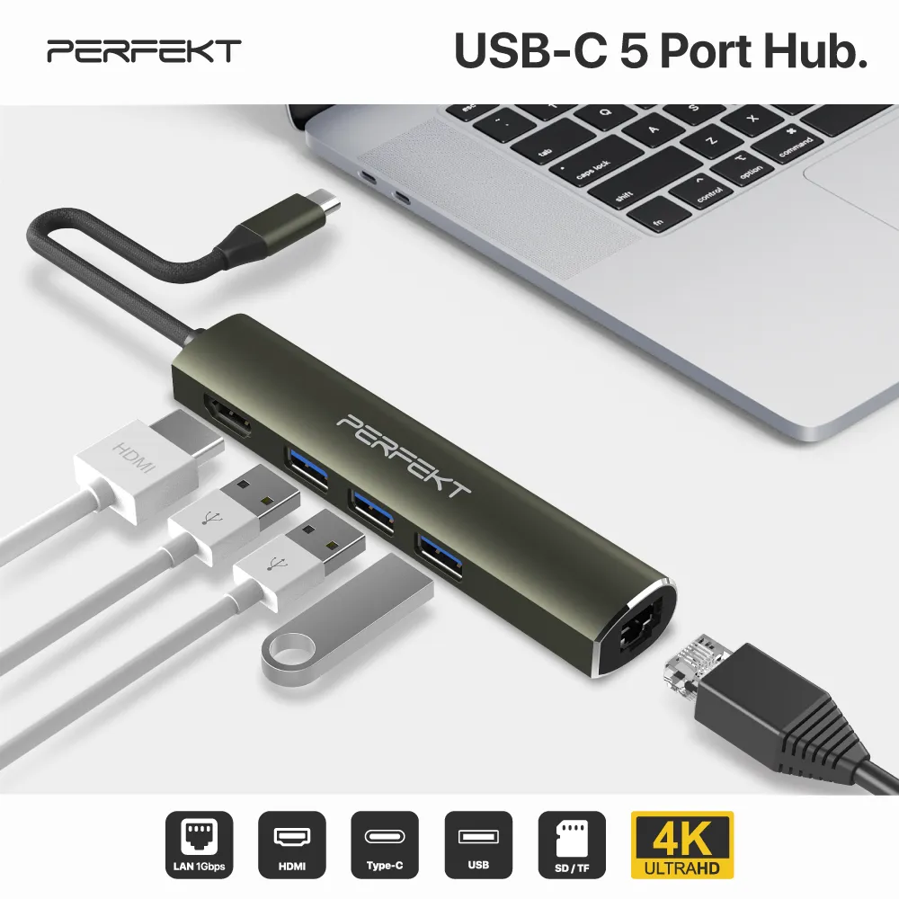PERFEKT-USB 3.1 Type C 5孔 HUB+ HDMI/ Ethernet 歷史價格詳細信息