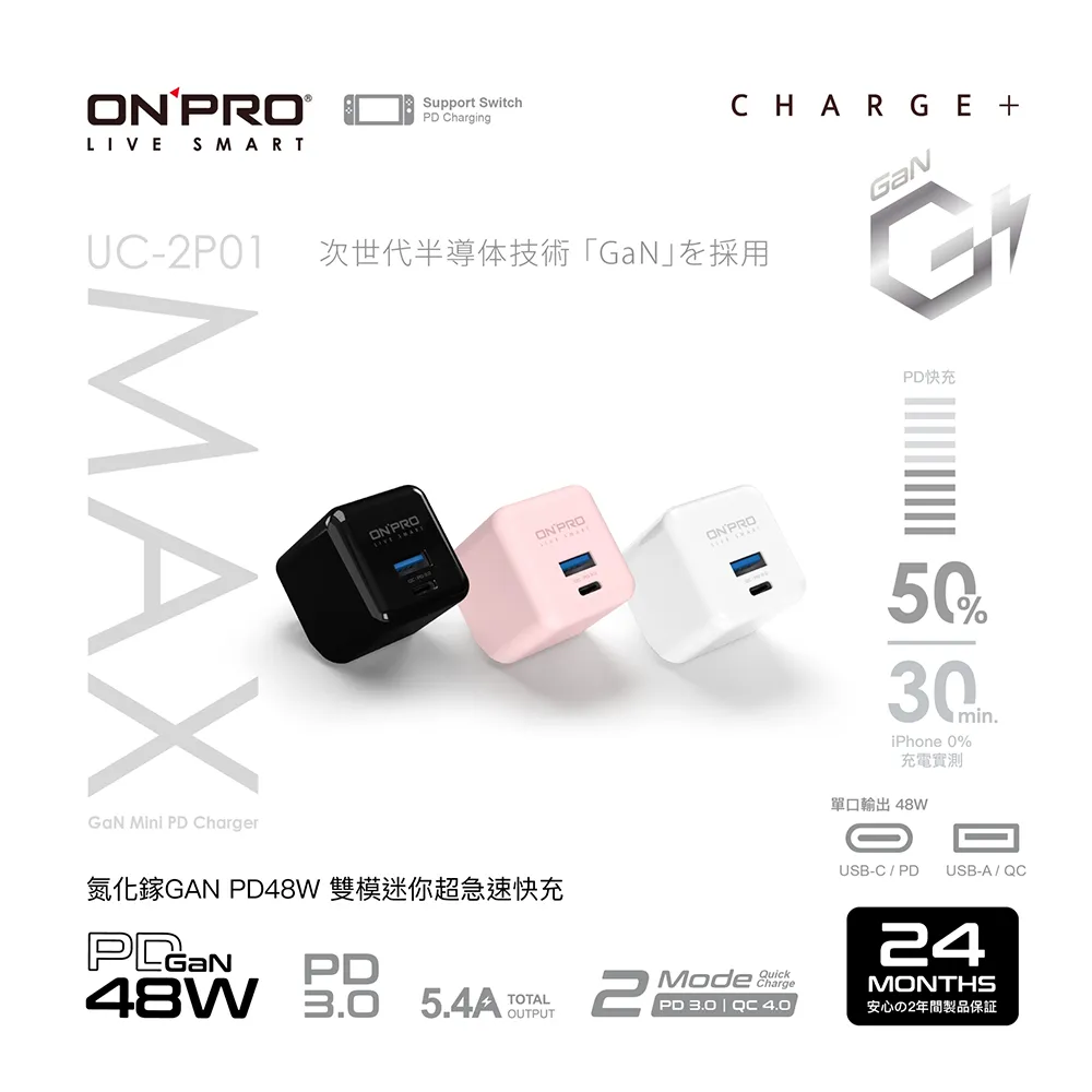 ONPRO UC-2P01 GAN 48W 第四代氮化鎵超急速充電器【Max版-天峰藍】 歷史價格詳細信息