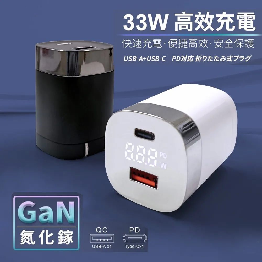 HPower 33W氮化鎵GaN USB充電頭+Type-C充電線 急速傳輸充電組合包 歷史價格詳細信息