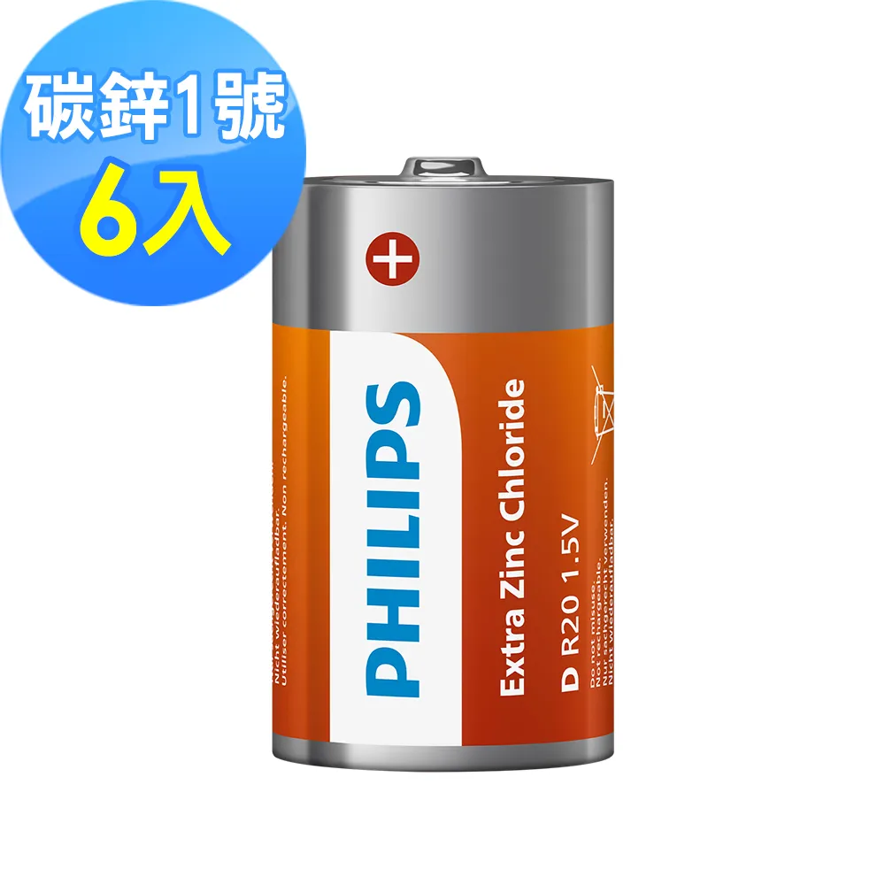 PHILIPS 飛利浦 碳鋅1號電池/D 2入(卡式) 歷史價格詳細信息
