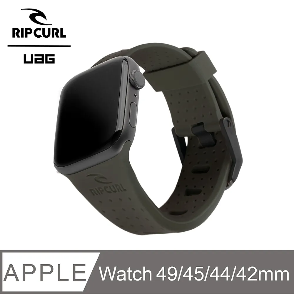 UAG X RIP CURL Apple Watch 42/44/45/49mm 雙色矽膠運動錶帶-綠松黑 歷史價格詳細信息