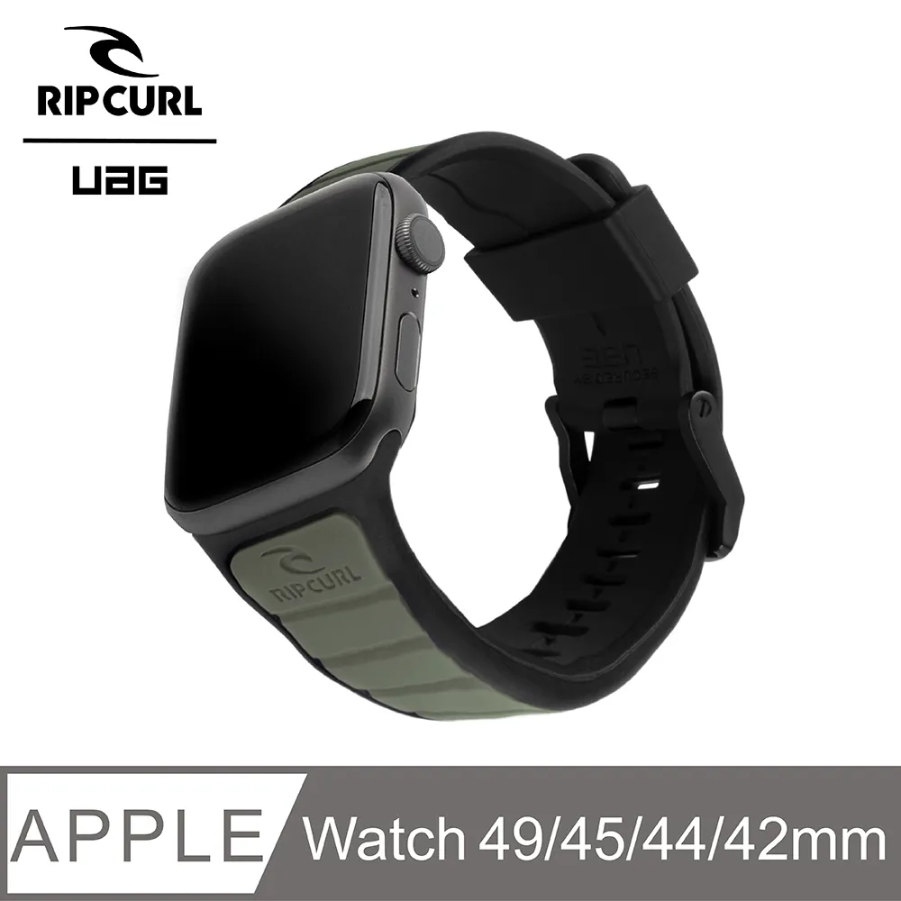UAG X RIP CURL Apple Watch 42/44/45/49mm 雙色矽膠運動錶帶-綠松黑 歷史價格詳細信息