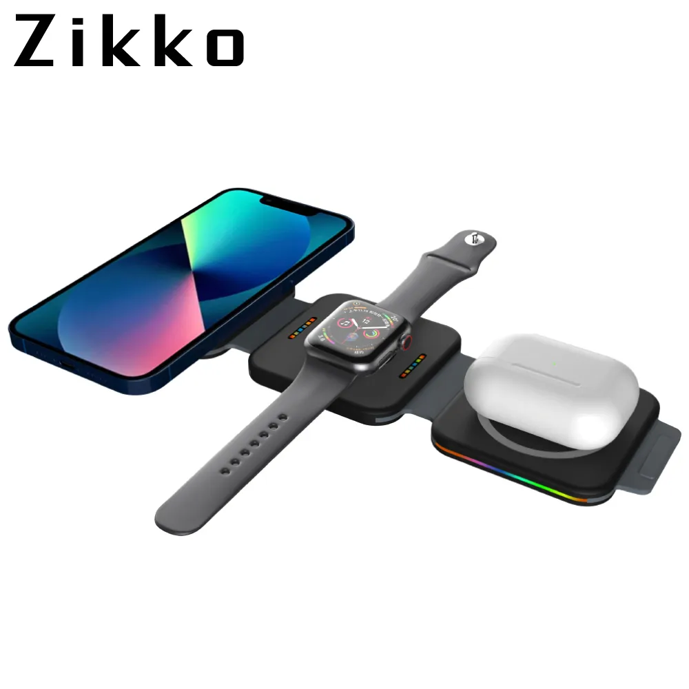 Zikko 五合一摺疊夾心無線充電座ZK-CG01_黑 歷史價格詳細信息