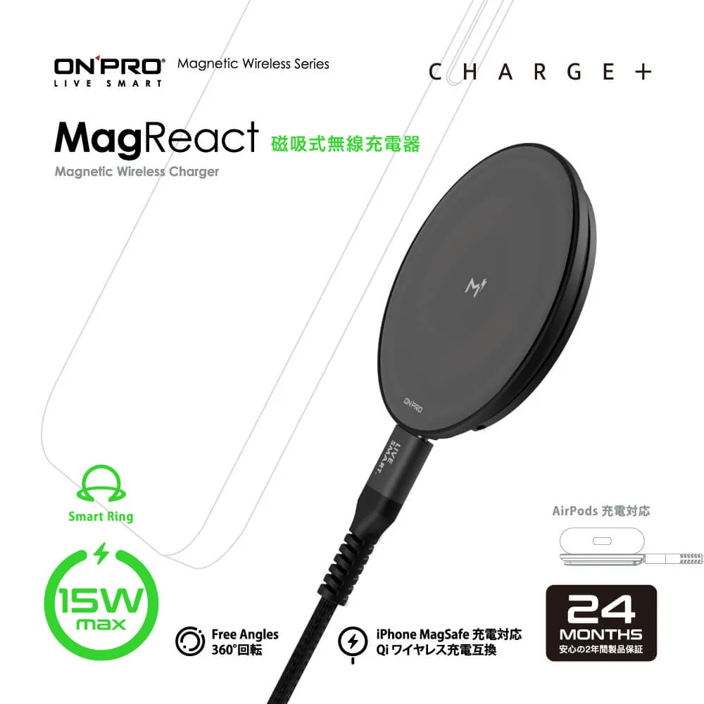 ONPRO MagReact 15W 磁吸 支架 magsafe 無線 充電盤 iPhone 16 15 14 S24 歷史價格詳細信息