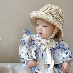 草帽草帽女ins系帶海邊鏤空草編帽夏出游防曬沙灘太陽帽蕾絲邊遮陽帽 新品 歷史價格詳細信息