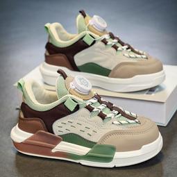 安­錔男鞋春秋透氣2023新款運動休閒皮面小白鞋跑步增高板鞋潮鞋 歷史價格詳細信息