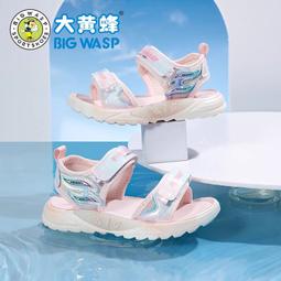 大黃蜂童鞋女童涼鞋夏季新款平底小女孩絕美公主鞋兒童防滑沙灘鞋 歷史價格詳細信息