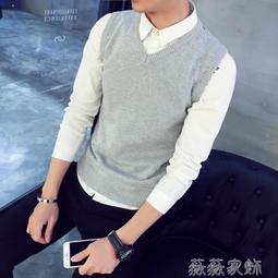 韓版針織衫背心男 針織馬甲毛衣外穿 無袖針織馬甲V領學生毛背心男青少年純棉日系毛衣套頭坎肩學院-毛毛男裝 歷史價格詳細信息