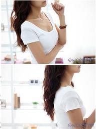 【SUT02015】韓版夏季新款修身顯瘦夜店性感純色素色深V領低胸棉短袖T恤*有大碼*★3色★ 歷史價格詳細信息