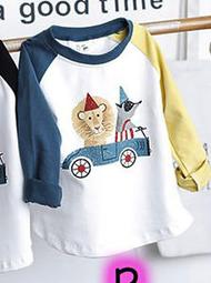 全館滿699免運【MONKEY BABY 】獅子案拼接袖薄長袖上衣(90909) 歷史價格詳細信息