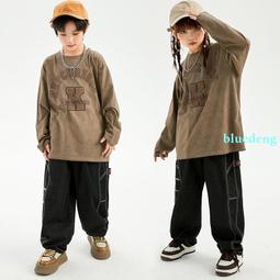 街舞兒童潮服男童hiphop寬松演出服女童爵士舞架子鼓服裝運動會潮 歷史價格詳細信息