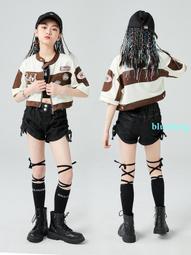 兒童街舞潮服女孩jazz爵士舞模特走秀練功服機車服套裝表演演出服 歷史價格詳細信息