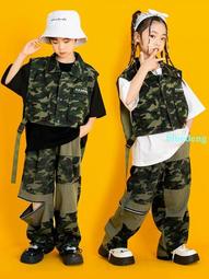 兒童街舞潮服男孩工裝褲嘻哈hiphop演出服女孩長袖爵士舞套裝炸街 歷史價格詳細信息