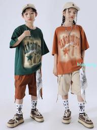 兒童街舞潮服男孩嘻哈hiphop演出服背心套裝女孩街頭長袖爵士舞服 歷史價格詳細信息