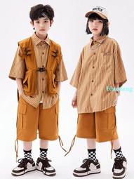 街舞兒童潮服hiphop嘻哈男孩亮皮架子鼓演出服女孩爵士舞表演服裝 歷史價格詳細信息