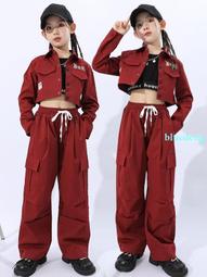 女孩爵士舞服裝jazz露臍套裝兒童T臺走秀表演潮服嘻哈街舞演出服 歷史價格詳細信息