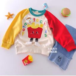 ○。&deg; 彩色泡泡 &deg;。○ 童裝【貨號F31625】秋冬。可愛立體薯條撞色袖棉T 價格比較,價格查詢,歷史價格詳細信息