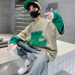 假兩件衛衣男士春秋季2021新款潮牌ins潮流港風寬松圓領上衣外套C-潮流好物 歷史價格詳細信息