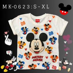 【台中店】MK-0425 Disney 迪士尼 正版 短袖 棉T 米奇 米妮 Mickey 夏裝 中大童 雷射防偽 歷史價格詳細信息