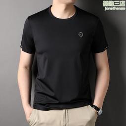 湯米黑示含桑蠶絲棉質短袖t恤男2024夏季新款休閒打底衫翻領薄款T 歷史價格詳細信息