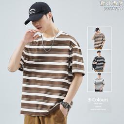 短袖T恤男  條紋T恤女 2024年夏季新款 ins潮短袖 hiphop 炸街中袖上衣【滿299元發貨】 歷史價格詳細信息
