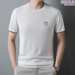 湯米黑示暗門襟立領短袖t恤男2024夏季新款休閒純色寬鬆中青年冰 歷史價格詳細信息