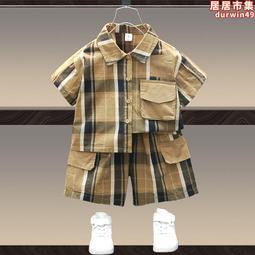 男童夏款套裝2024新款夏季中大童酷帥氣男孩短袖襯衫兩件套百搭潮 歷史價格詳細信息