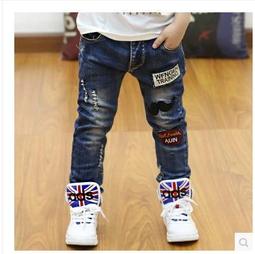 男童抓絨牛仔褲磨毛2023春秋新款潮酷帥氣炸街寬鬆版兒童加絨褲子 歷史價格詳細信息