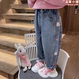 兒童牛仔褲2024春季新品男女童直筒破洞牛仔褲中小童做舊休閑長褲 歷史價格詳細信息