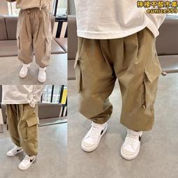 兒童長褲2024春季新款日系工裝長褲紫標男童寬鬆水洗棉布休閒潮褲 歷史價格詳細信息