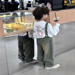 兒童牛仔褲2024春季新品男女童直筒破洞牛仔褲中小童做舊休閑長褲 歷史價格詳細信息