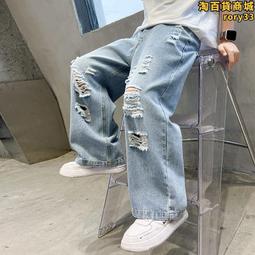 男童春裝褲子兒童闊腿褲2023新款中大童春秋款牛仔褲拖地褲帥氣潮 歷史價格詳細信息