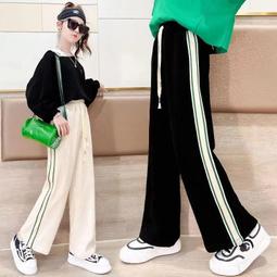 女童褲子秋冬裝外穿大童休閒加絨褲加厚羊羔絨冬天黑色兒童闊腿褲 歷史價格詳細信息