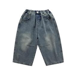 2024兒童春季新款韓版寶寶休閒長褲洋氣復古折杆百搭男童牛仔褲潮 歷史價格詳細信息