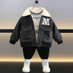 男童皮衣2023新款酷帥寶寶冬季加絨棉衣服兒童秋冬裝加厚外套夾克 歷史價格詳細信息