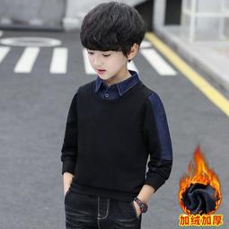 男童韓系衛衣秋冬款兒童上衣中大童保暖長袖T恤男孩加絨假兩件打 歷史價格詳細信息
