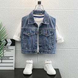 牛仔馬甲男童春秋冬加絨坎肩兒童2023新款中大童加厚馬夾背心外穿 歷史價格詳細信息