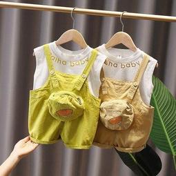 背帶套裝  夏季21新款學生短褲韓版寬鬆顯瘦可愛軟妹網紅兩件套❥女生衣著 歷史價格詳細信息