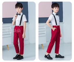 &hearts;萌妞朵朵&hearts;男童花童禮服短袖白色襯衫+黑色長褲+吊帶套裝西服演奏服/畢業典禮/合唱團 歷史價格詳細信息