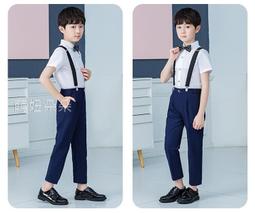 &hearts;萌妞朵朵&hearts;男童花童禮服短袖白色襯衫+黑色長褲+吊帶套裝西服演奏服/畢業典禮/合唱團 歷史價格詳細信息