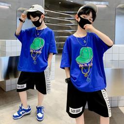 『購物趣』童裝男童夏裝套裝新款帥氣中大童夏季韓版兒童短袖洋氣男孩潮兒童服飾衣服休閒服裝~JA03299 歷史價格詳細信息