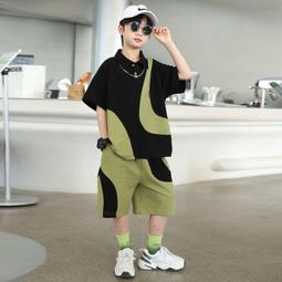 男童夏季短袖套裝洋氣2024新款兒童夏裝兩件套襯衣男孩潮沙灘襯衫 歷史價格詳細信息