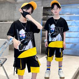 男童夏季短袖套裝洋氣2024新款兒童夏裝兩件套襯衣男孩潮沙灘襯衫 歷史價格詳細信息