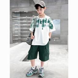 男童夏季短袖套裝洋氣2024新款兒童夏裝兩件套襯衣男孩潮沙灘襯衫 歷史價格詳細信息