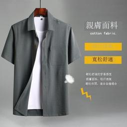 爸爸夏裝短袖襯衫2023新款男士襯衣中年人上衣薄款夏季中老年男裝-靚仔男裝 歷史價格詳細信息