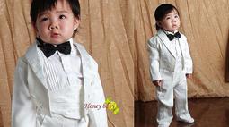 Honey Baby- ~NO.588 男童西裝 花童禮服 兒童西裝,,金,黑,白-特價888 歷史價格詳細信息