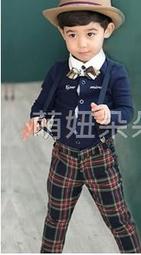 &hearts;萌妞朵朵&hearts; 英倫男童假兩件襯衫格子褲套裝(黑色上衣加黑色褲子)/花童兒童日常衣服 歷史價格詳細信息